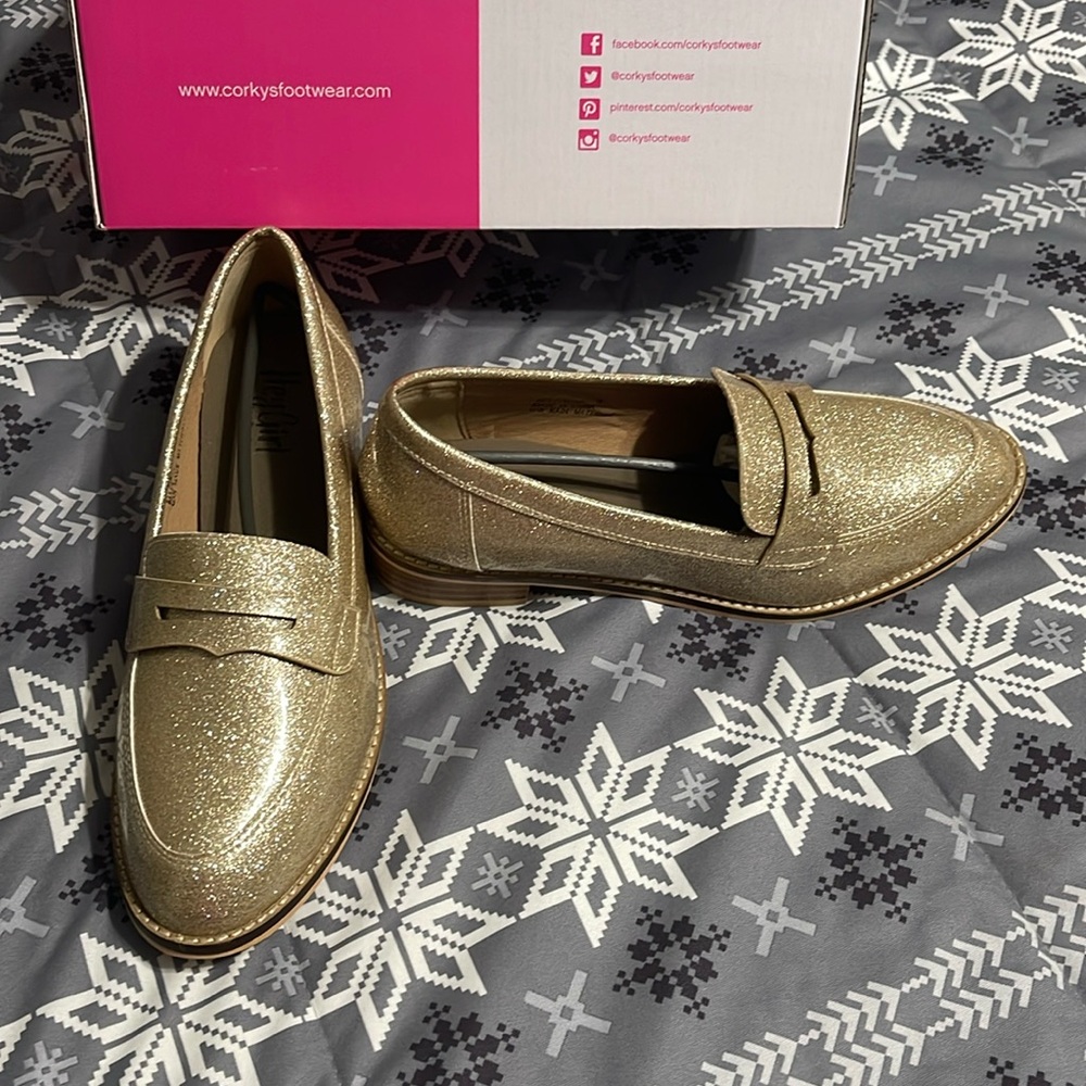 Brand New Boutique Purchased Gold Glitter Loafers